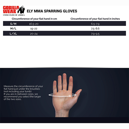 Ely MMA Sparring Gloves chart Ely MMA Sparring Gloves chart