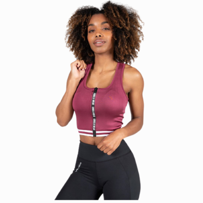 meza zip front crop top burgundy meza zip front crop top burgundy