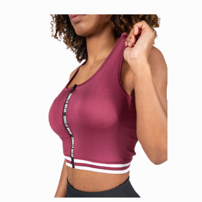 meza zip front crop top burgundy extra meza zip front crop top burgundy extra