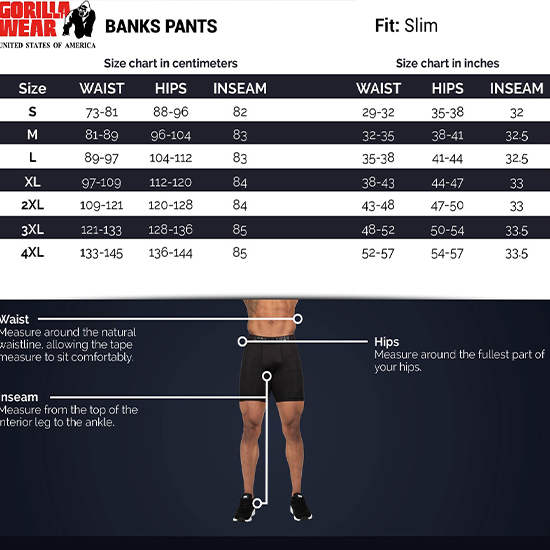 banks pants BY chart banks pants BY chart