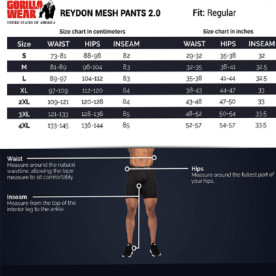 reymon mesh pants 2 chart