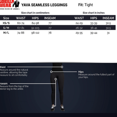 yava leggings black chart