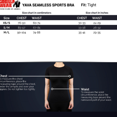 yava sports bra seamless bl chart