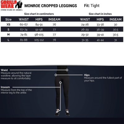 monroe cropped leggings chart