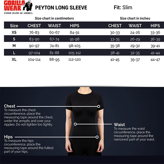 peyton long sleeve chart peyton long sleeve chart
