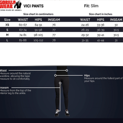vici pants lb chart