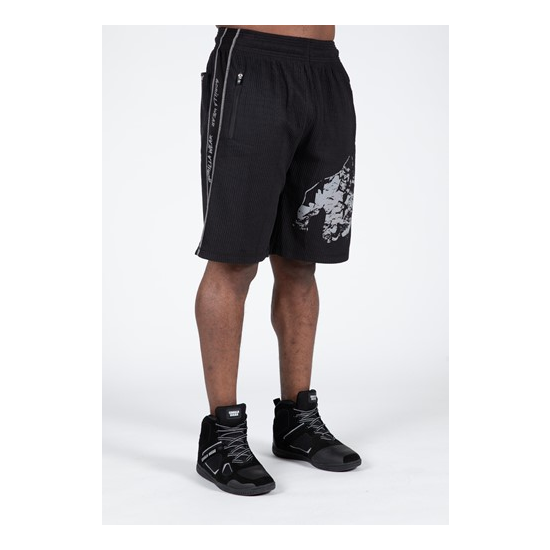 Buffalo Old School Workout Shorts - Black Gray 2 Buffalo Old School Workout Shorts - Black Gray 2