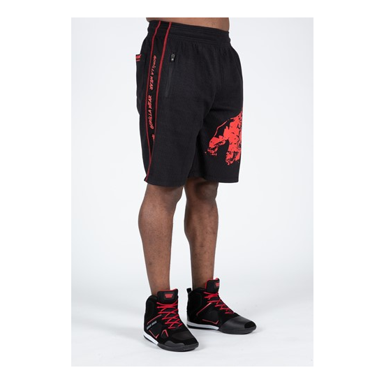 Buffalo Old School Workout Shorts - Black Red 2 Buffalo Old School Workout Shorts - Black Red 2
