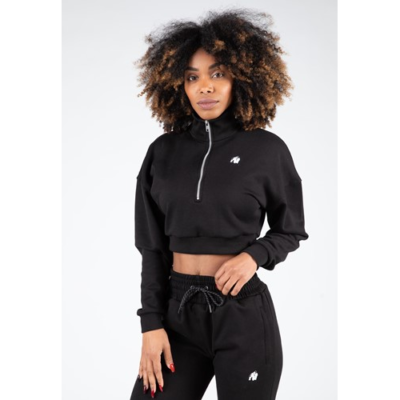 Ocala Cropped Half-Zip Sweatshirt - Black 1