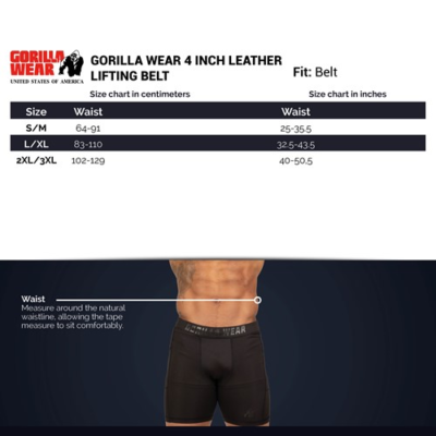 Gorilla Wear 4 Inch Leather Lifting Belt - Black 7