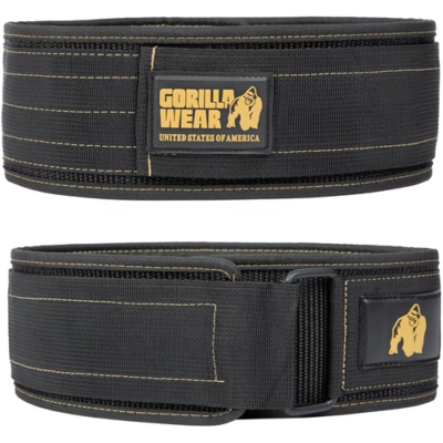 Gorilla Wear 4 Inch Nylon Lifting Belt - Black Gold 1
