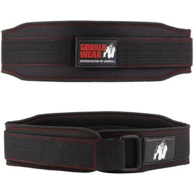 Gorilla Wear 4 Inch Women's Lifting Belt - Black Red Stitched 1