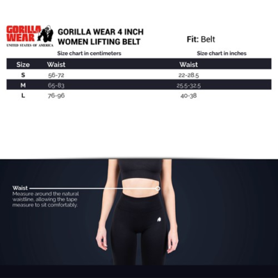Gorilla Wear 4 Inch Women's Lifting Belt - Black White 7