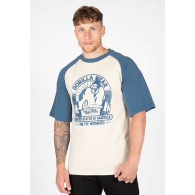 Logan Oversized T-Shirt - Beige Blue 1