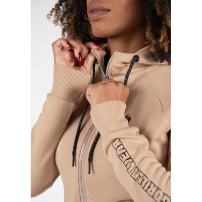 Marion Zipped Hoodie - Beige 4