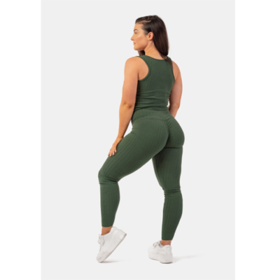ORGANIC COTTON RIBBED HIGH-WAIST LEGGINGS GREEN 5