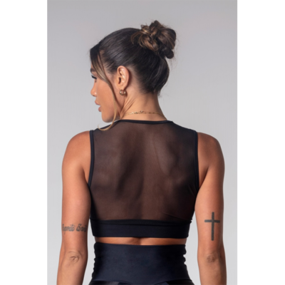 Black Gym Girl Top with tulle on the Back 2