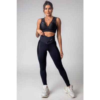 Legging Gym Girl Black Crossover Waistband 4