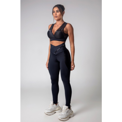 Legging Gym Girl Black Crossover Waistband 6