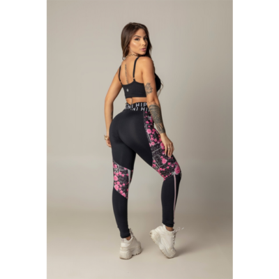 Leggings Game Fitness Black with Floral Print 4