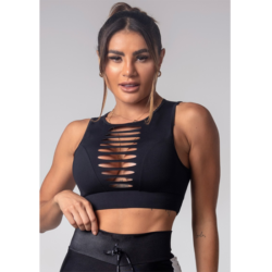 Top Luxury Fitness Black with Laser - S, black