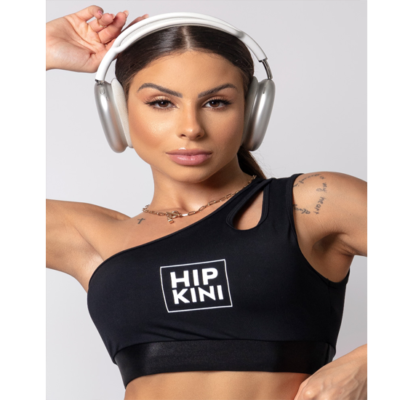 Black One-Shoulder Gymrat Top