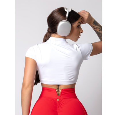 White Gymrat Fitness Top with Silk on the Front 2
