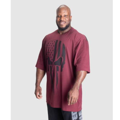 SKULL UNION IRON TEE MAROON 2