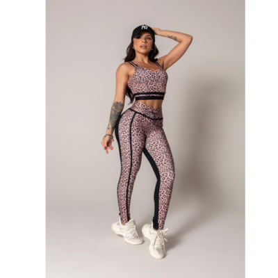 Ambition Legging Black Animal Print Onça Marrom 4
