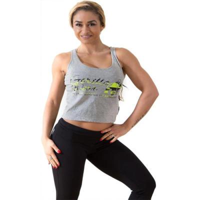 Oakland Crop Tank Grey-Neon Lime Camo 1