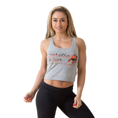 Oakland Crop Tank Grey-Orange Camo 1
