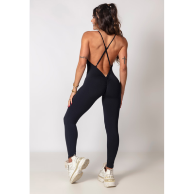 Jumpsuit Pov Gym Summer Black with Silk 1
