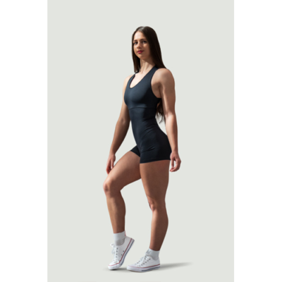 ONE-PIECE WORKOUT BODYSUIT 5″ GYM RAT BLACK 3