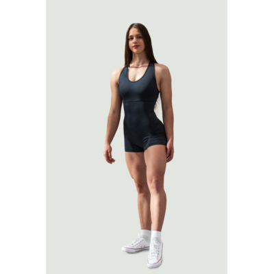 ONE-PIECE WORKOUT BODYSUIT 5″ GYM RAT BLACK 6