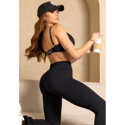 Black Gym Era Legging with wrap waistband 3