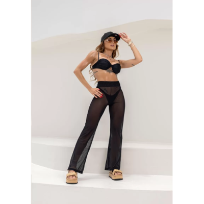 Black Transparent Elevate Flare Pants 2