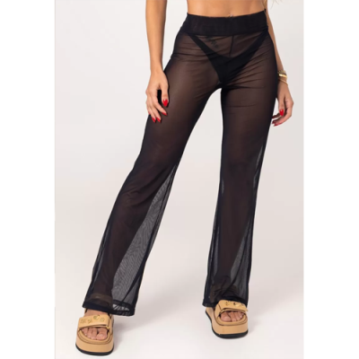 Black Transparent Elevate Flare Pants 3