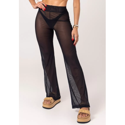 Black Transparent Elevate Flare Pants 8