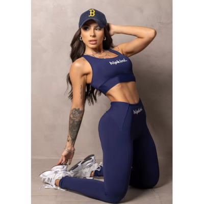 Elevate Navy Blue Leggings with Silk 8