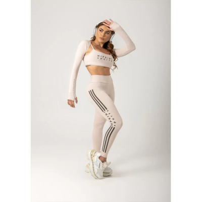 Era Cream Gym Legging with Silk on the side 2