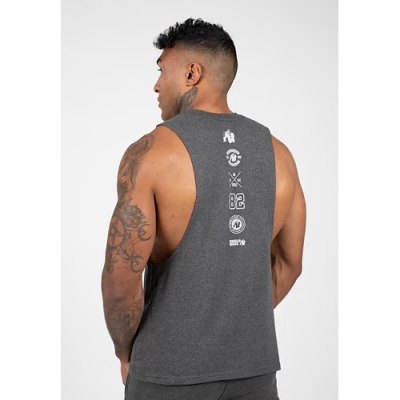 Lopez Drop Armhole Tank Top - Dark Gray Melange 2