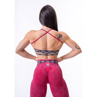 Washed Open Back Sports Bra LEGACY RED 2
