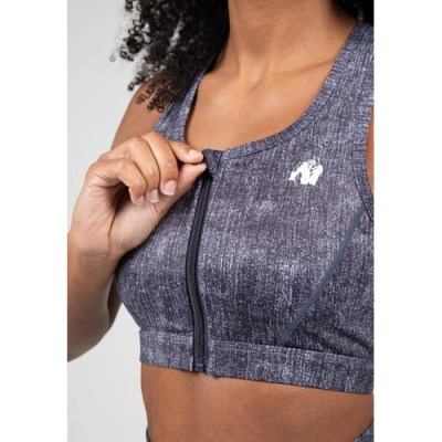 Camilla Zip-Front Sports Bra - Blue Denim 4