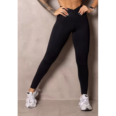 Summer Glow Black Leggings with Wrap Waistband 5