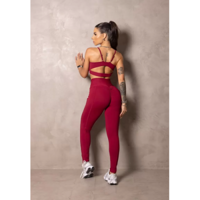 Summer Glow Merlot Wine Leggings with Draping 8