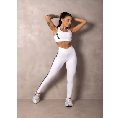 Summertime White Leggings with Wrap Waistband 4