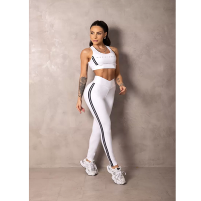 Summertime White Leggings with Wrap Waistband 5