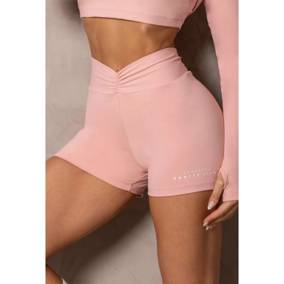 Pink Sunrise Shorts with Draping on the Front 1