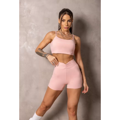 Pink Sunrise Shorts with Draping on the Front 7