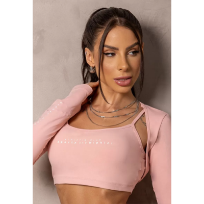 Sunrise Pink Cropped Top with Silk 1